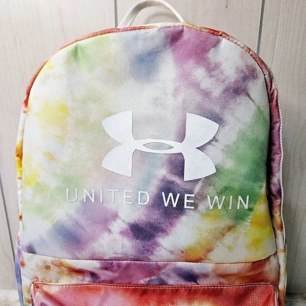 Under Armour Multi Tie Dye United We Win Backpack Rainbow Athletic School Bag